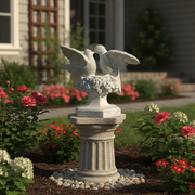 Kissing Doves Bird Garden Statue (14 - Inch) Side Angle