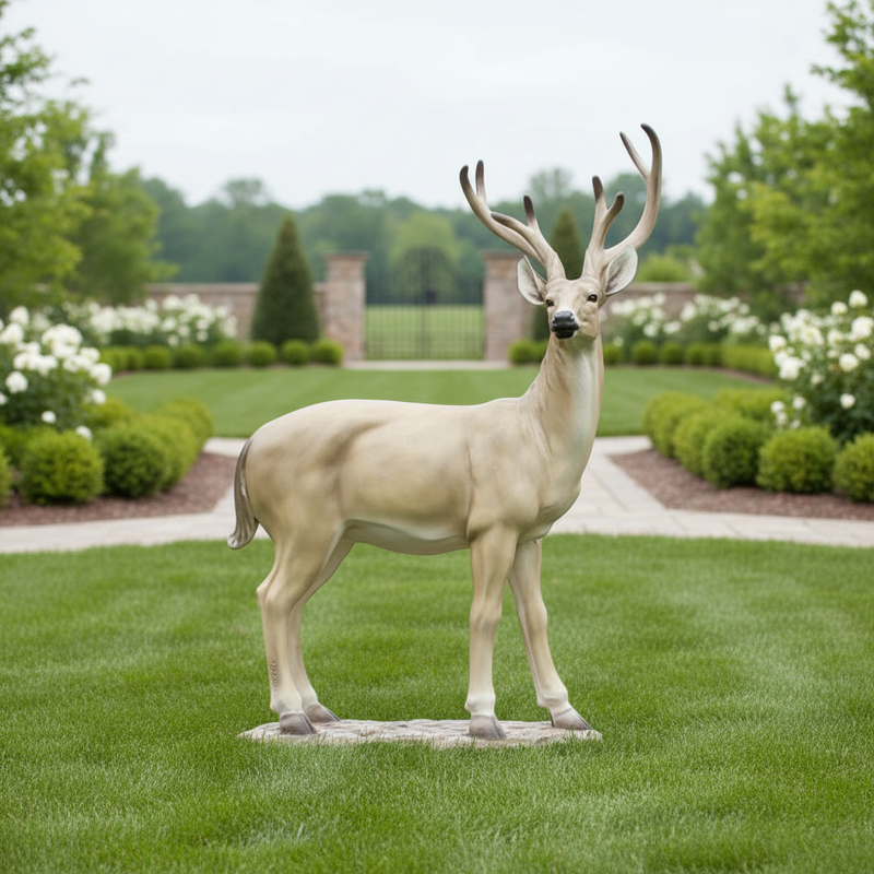White Tail Deer Garden Statue (64 - Inch) Side Angle