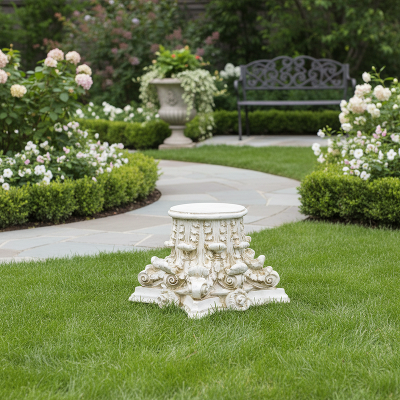 Corinthian Riser Candleholder Outdoor Statue (5 - Inch) Side Angle