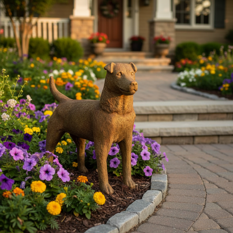 Dog Garden Statue (24 - Inch) Side Angle