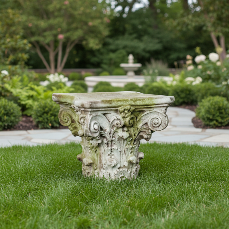 Corinthian Capital Outdoor Statue (19 - Inch) Side Angle