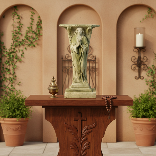 Pair Of Classical Angel Pedestals Outdoor Statue (38 - Inch) Side Angle