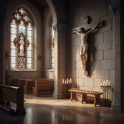 Jesus on the Cross Calvary Statue (110 - Inch) Side Angle