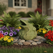 Frog Garden Statue (9 - Inch) Side Angle