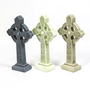 Celtic crosses with ornate, old world European patterns and intricate medieval knotwork in classical standing designs.