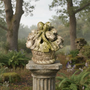 Fruit Basket Outdoor Statue (14 - Inch) Side Angle