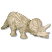 Triceratops sculpture with ornate, textured detailing and classical old world European style accents.