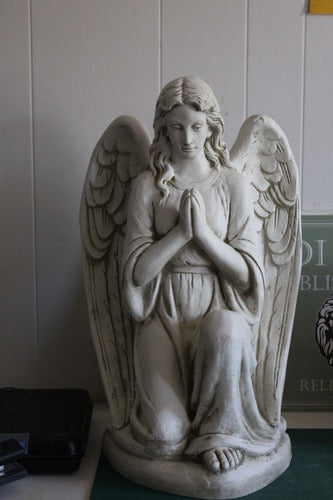 Praying Kneeling Angel Outdoor Statue (22 - Inch) Side View