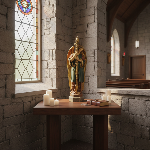 Large Winged Guardian Angels with Candleholder (27 - Inch) Side Angle