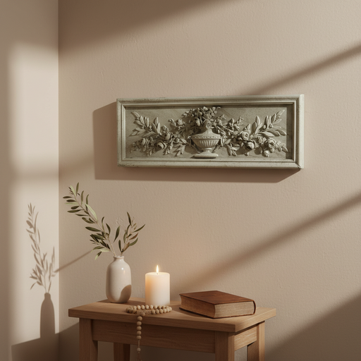 Rose Urn Relief Outdoor (33 - Inch) Side Angle