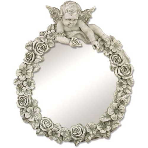 Round Cherub Mirror Frame 30 Outdoor/Indoor Statue