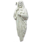 Shepherd statue in classical old world European style, holding a lamb and staff, featuring flowing robes and serene facial expression.