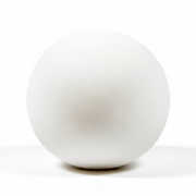 Sculpted sphere with smooth, minimalist surface, inspired by classical and old world European geometric forms.