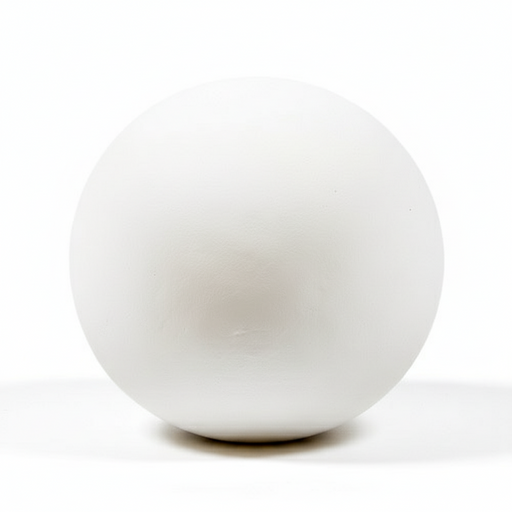 Sculpted sphere with smooth, minimalist surface, inspired by classical and old world European geometric forms.