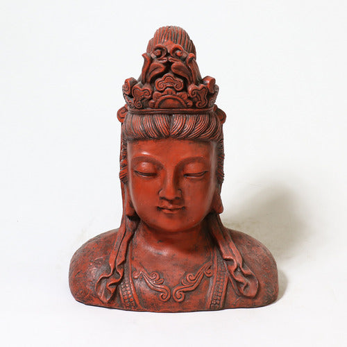 Buddha bust with serene expression, ornate headdress, and classical Asian sculptural details in a traditional style Different Angle