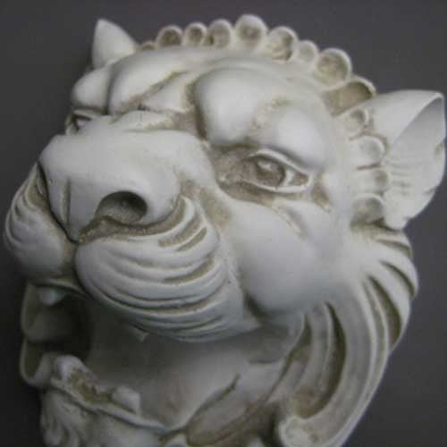 Lion Head Garden Statue (8 - Inch) Side View
