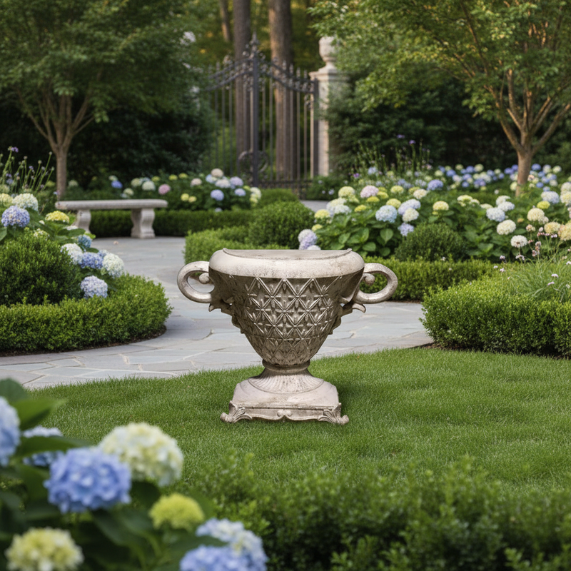 Crimson Half Table Outdoor Statue (31 - Inch) Side Angle