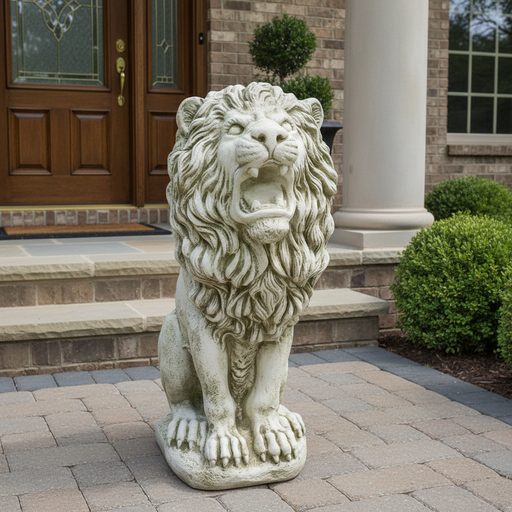 Lion Garden Statue (30 - Inch) Side Angle