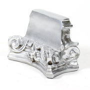Ornate Baroque pedestal base with intricate scrollwork and classical old world European floral detailing. Side View