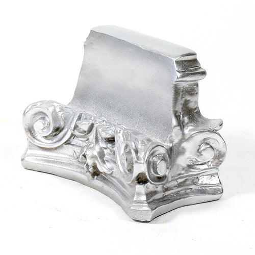 Ornate Baroque pedestal base with intricate scrollwork and classical old world European floral detailing. Side View