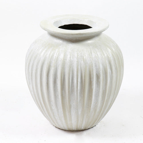 Ribbed Cut Off Pot Outdoor/Indoor Statue
