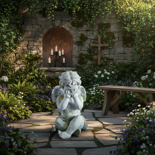Peekaboo Cherub Statue (Peekaboo) Side Angle