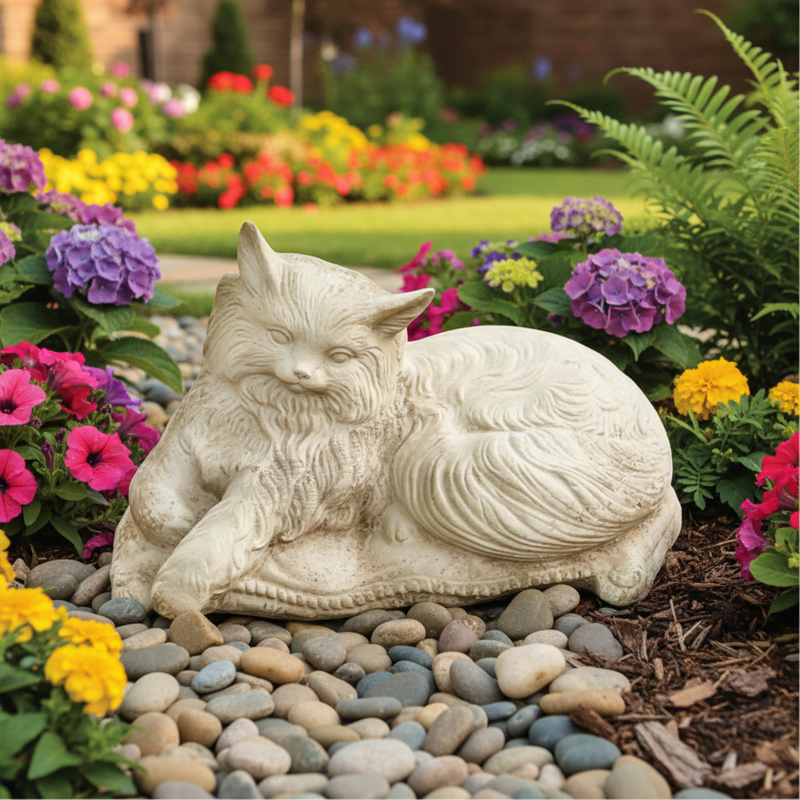 Cat Princess on Pillow Garden Statue (15-Inch)
