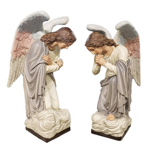 Pair Of Kneeling Angels Outdoor Statue (56-Inch)