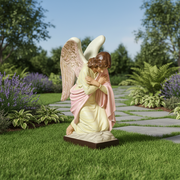 Bowing Church Angel Outdoor Statue (28 - Inch) Side View