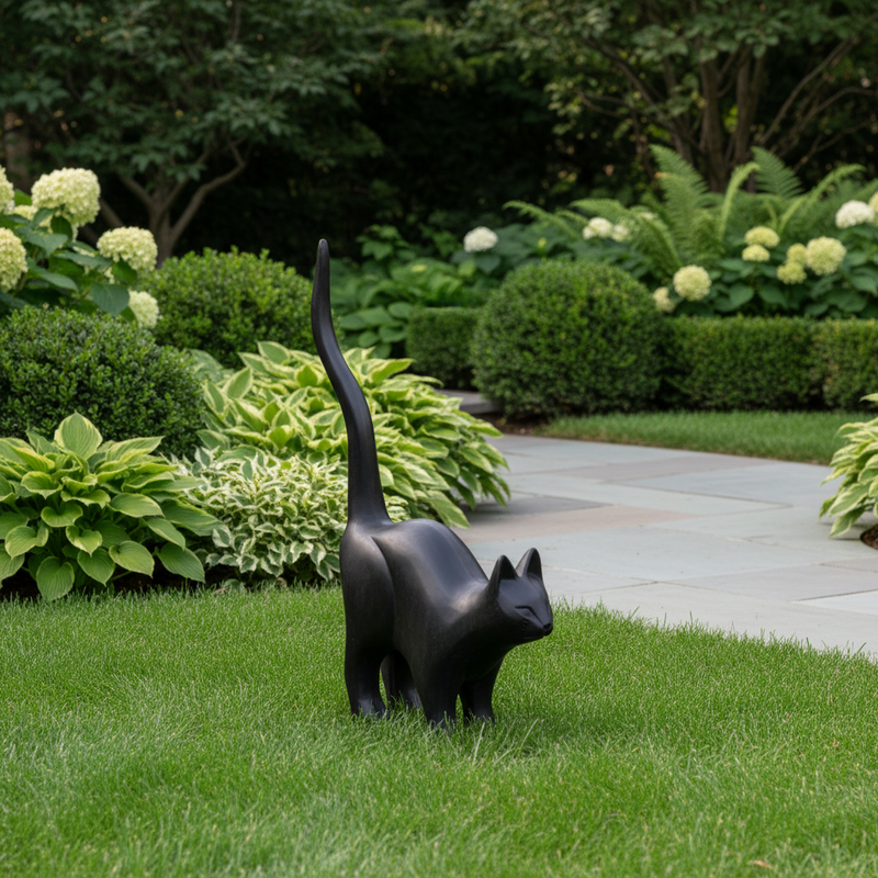 Scary Cat Garden Statue (49 - Inch) Side Angle