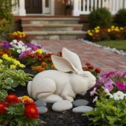 Baroque-inspired rabbit sculpture with elongated ears and stylized features, evoking old world European charm and classical artistry. Side Angle