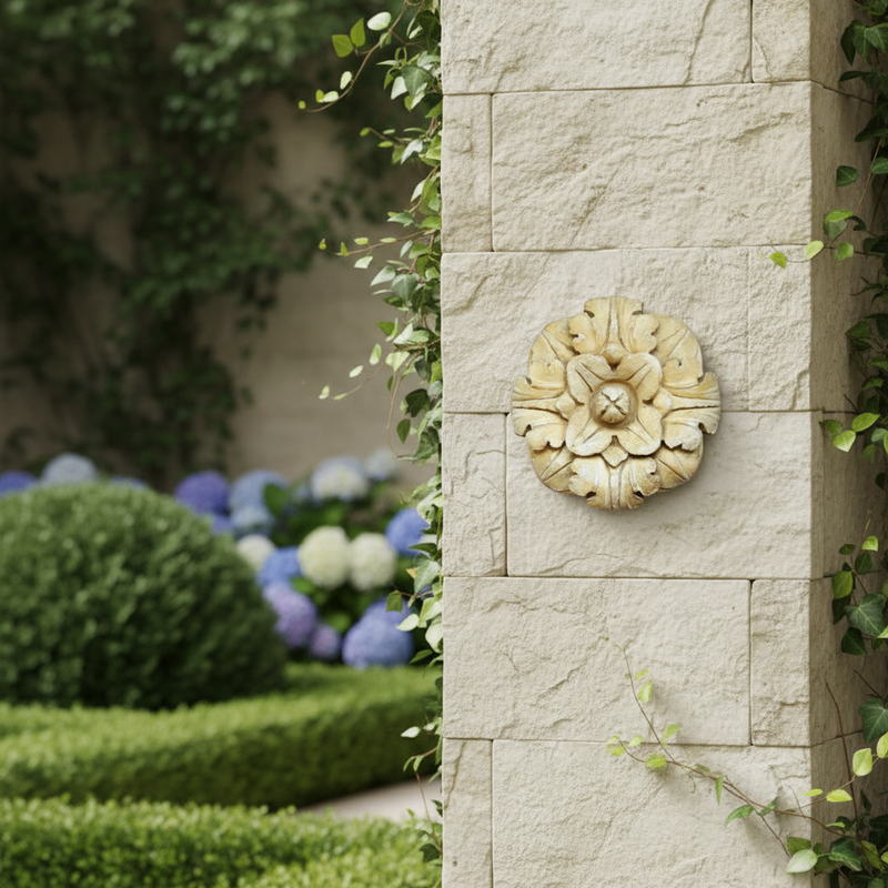 Tara Rosette Outdoor Statue (12 - Inch) Side Angle