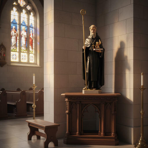 Saint Benedict Religious Statue (30 - Inch) Side Angle