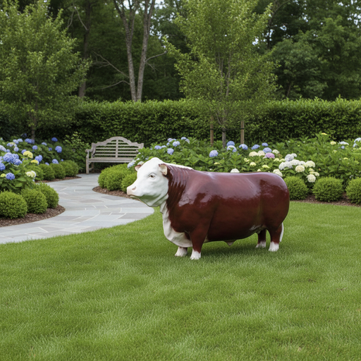 Steer Garden Statue (49 - Inch) Side Angle
