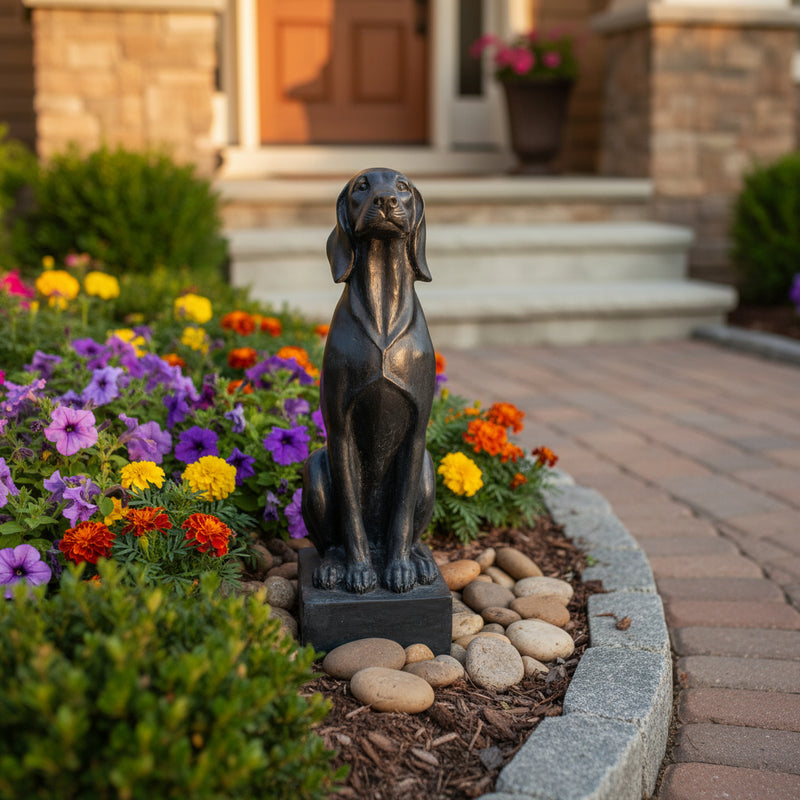 Watchful Dog Garden Statue (29 - Inch) Side Angle