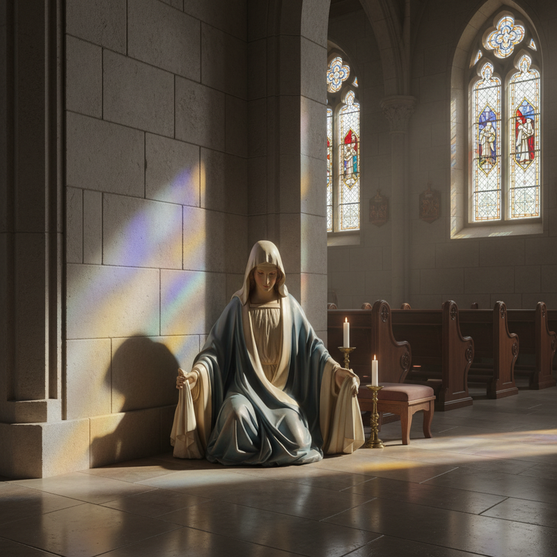 Mary Sitting Statue (45 - Inch) Side Angle
