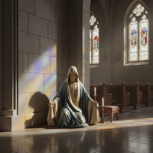 Mary Sitting Statue (45 - Inch) Side Angle