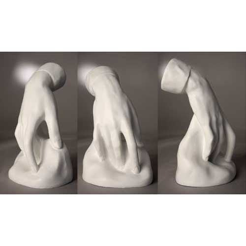 Classical Renaissance-style torso sculpture with detailed musculature and an unfinished, headless form on a smooth base. Different Angle