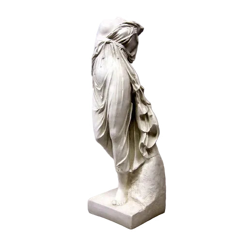 Classical Greek-style headless draped statue with ornate, flowing robes and detailed folds, evoking ancient European sculpture.