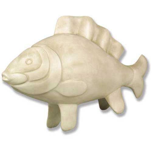 Fish sculpture with stylized, classical lines and subtle old world European influence, featuring ornate, rounded fins and body detailing.