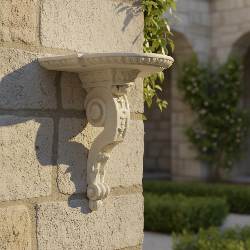 Scroll Drapery Outdoor Bracket (9 - Inch) Side Angle