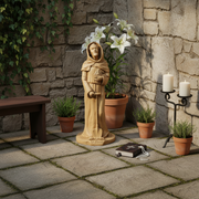 Saint Fiacre Religious Statue (12 - Inch) Side Angle