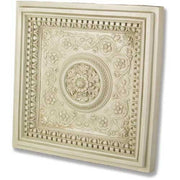Ornate square wall panel with classical Baroque floral medallion and intricate old world European scrollwork border.