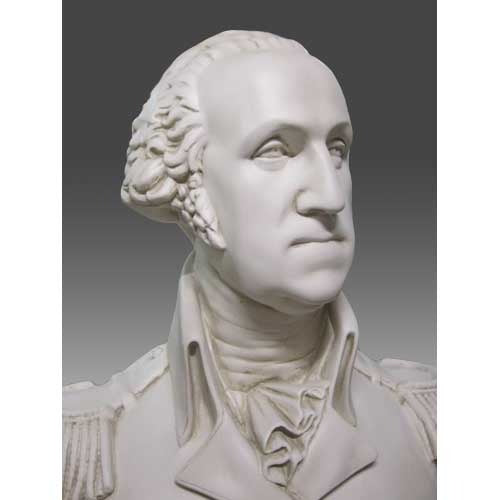 Classical bust of a distinguished man in military attire with ornate epaulettes, inspired by old world European sculpture. Different Angle