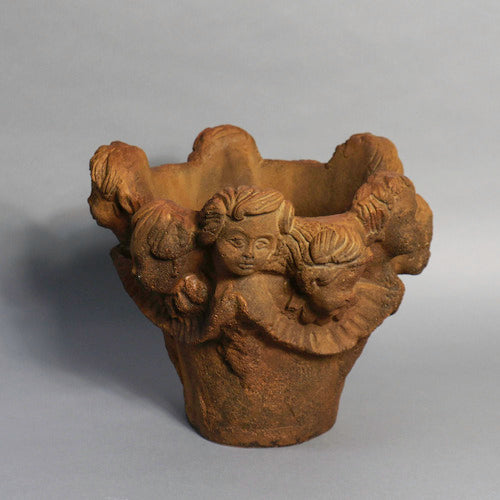 Faces of Cherub pot 10""h Outdoor/Indoor Statue