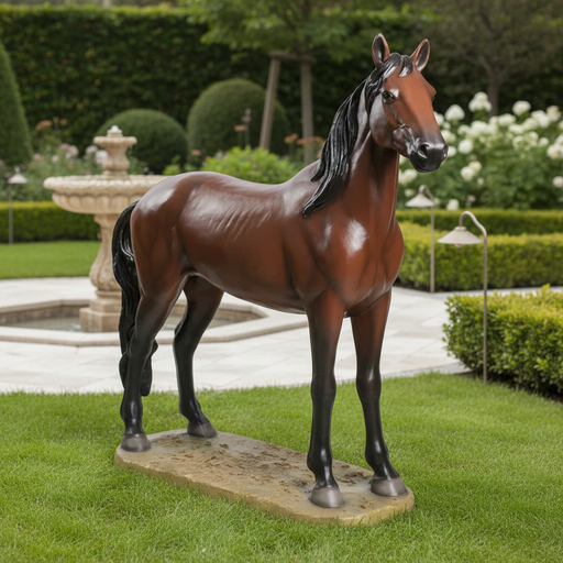 Stallion Horse Garden Statue (47 - Inch) Side Angle