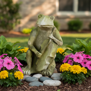 Frog Garden Statue (15 - Inch) Side Angle