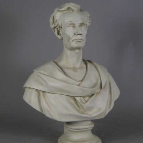 Classical bust sculpture with old world European style, featuring detailed drapery and a dignified, lifelike expression. Different Angle
