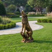 Wolf Howling Garden Statue (37 - Inch) Side Angle