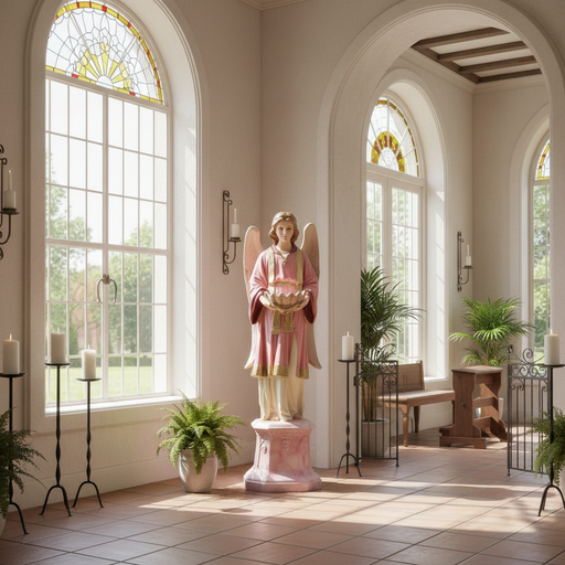 Guardian Angel Offering Statue (61 - Inch) Side Angle